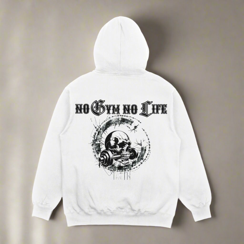 White Skull No gym No life hoodie